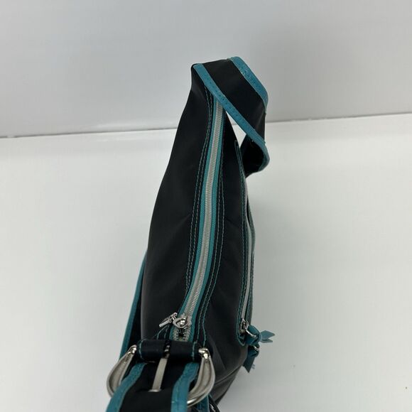 Hadaki Crossbody Purse Handbag Millipede Tote Black Teal Zipper - Picture 7 of 16